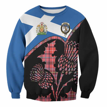 Straiton Tartan Family Crest Sweatshirt Scotland Thistle Floral Flag Style