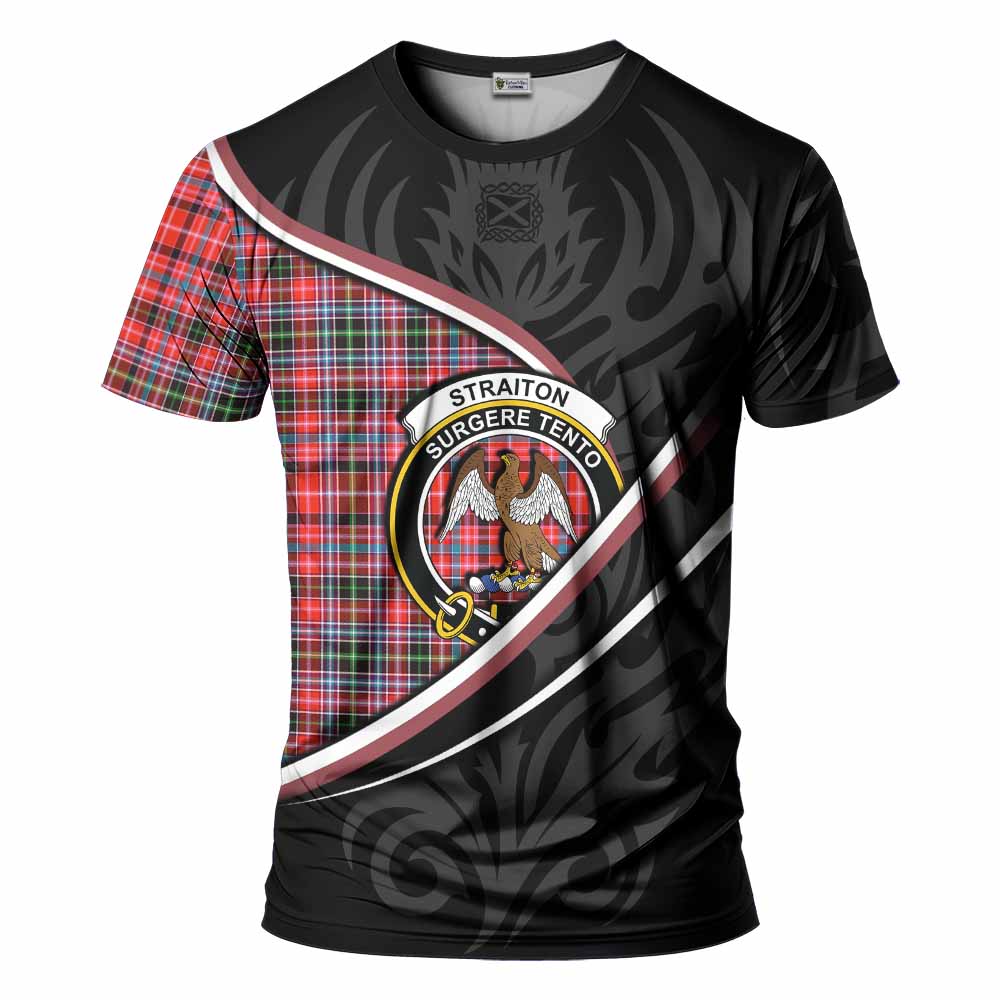 Straiton Tartan Family Crest T-shirt Celtic Scottish Thistle Floral - Tartan Vibes Clothing