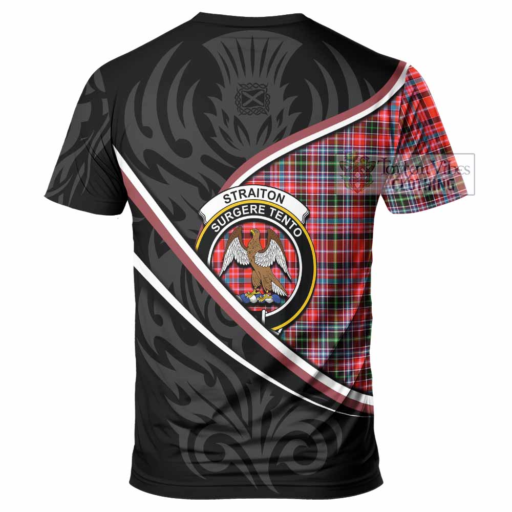 Straiton Tartan Family Crest T-shirt Celtic Scottish Thistle Floral - Tartan Vibes Clothing