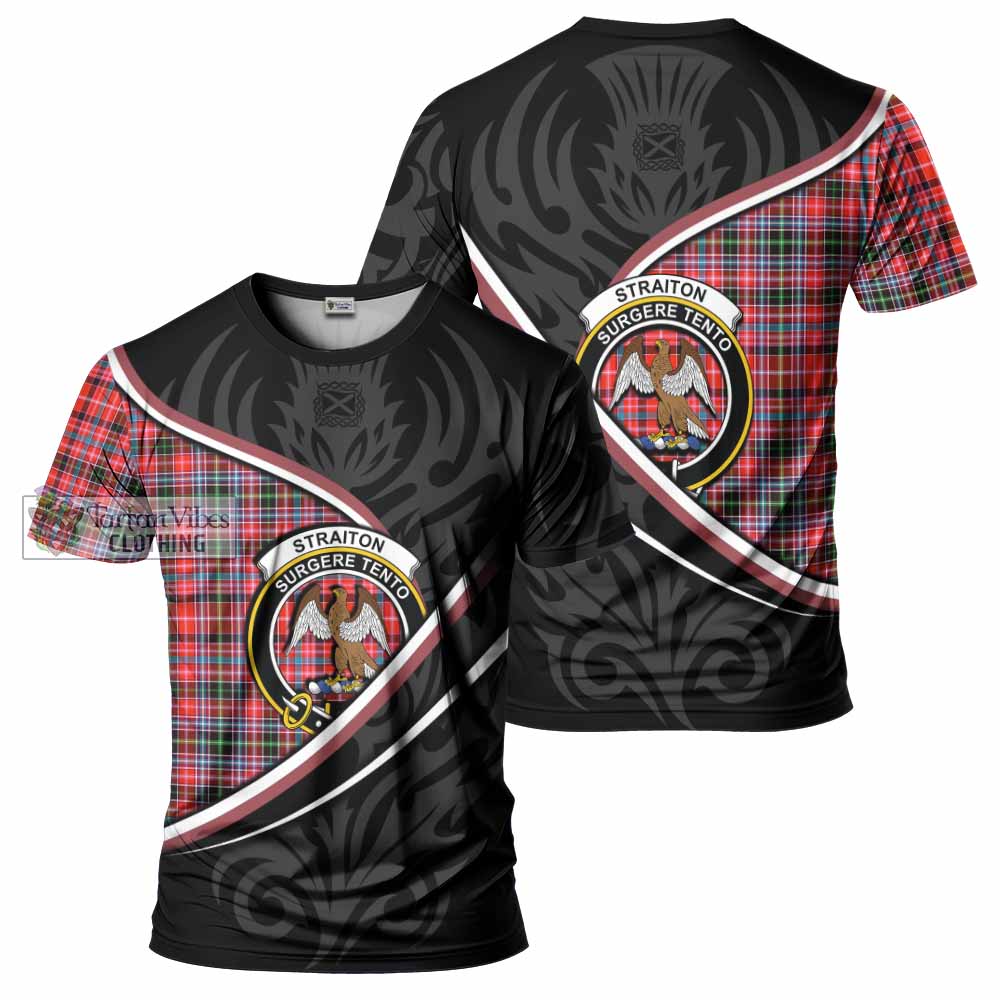 Straiton Tartan Family Crest T-shirt Celtic Scottish Thistle Floral - Tartan Vibes Clothing