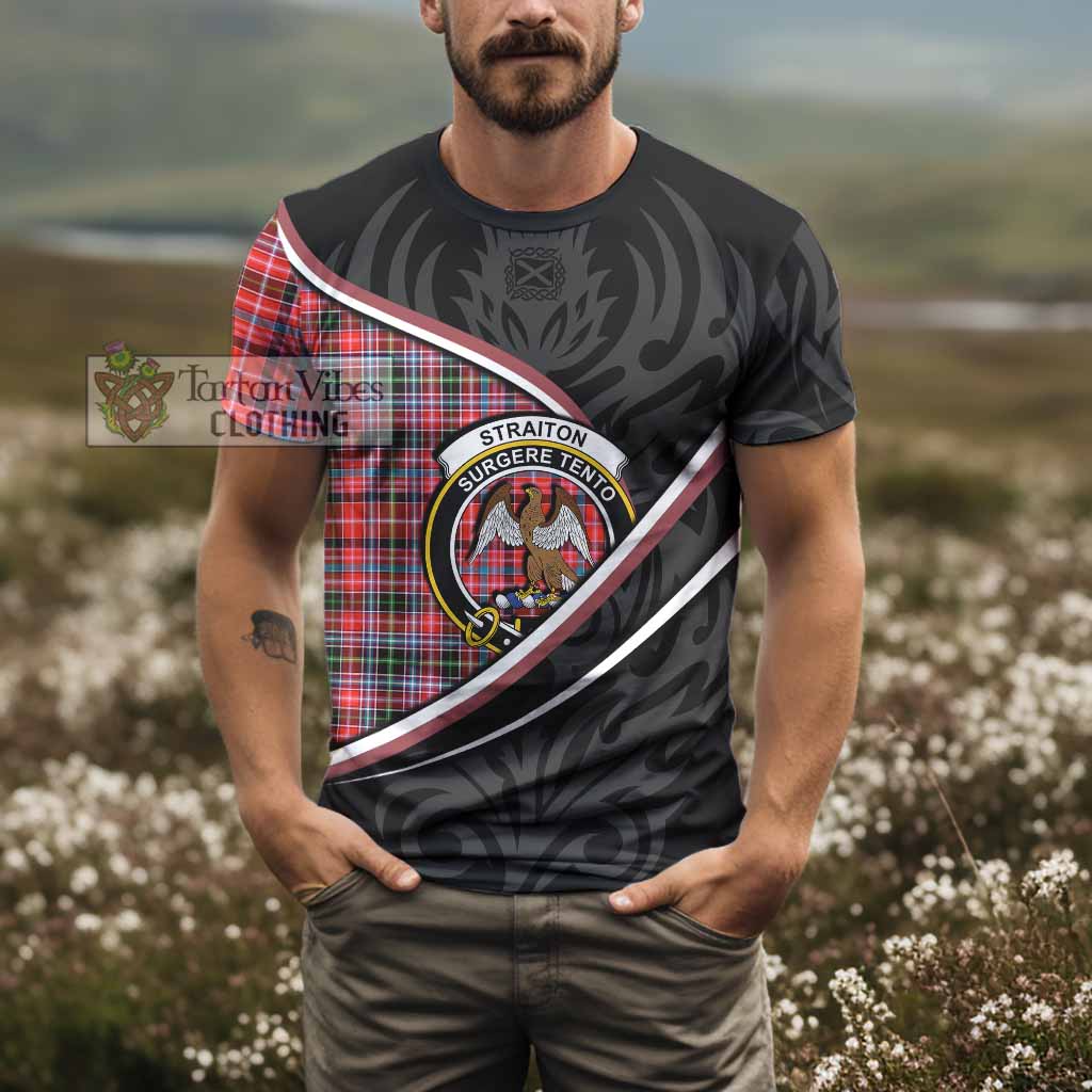 Straiton Tartan Family Crest T-shirt Celtic Scottish Thistle Floral - Tartan Vibes Clothing