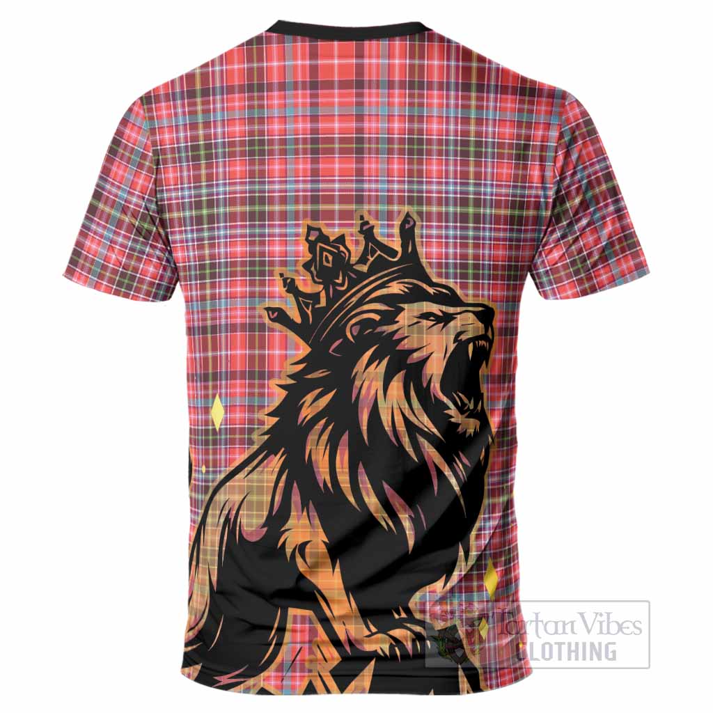 Straiton Tartan Family Crest T-Shirt Crowned Lion Roaring