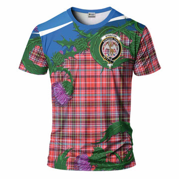 Straiton Tartan Family Crest T-Shirt Thistle in Minimalism