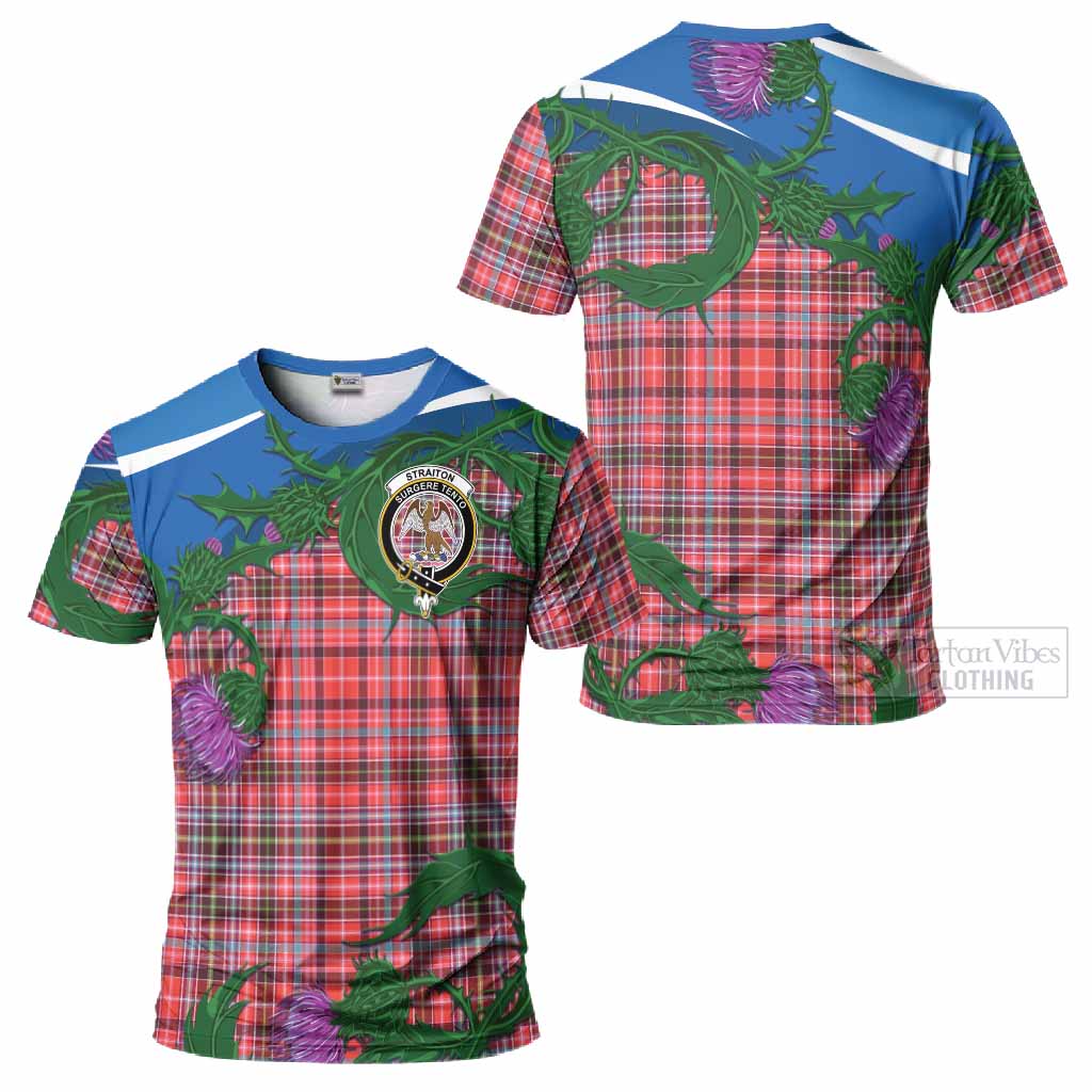 Straiton Tartan Family Crest T-Shirt Thistle in Minimalism