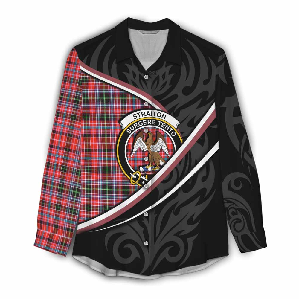 Straiton Tartan Family Crest Women Casual Shirt Celtic Scottish Thistle Floral - Tartan Vibes Clothing