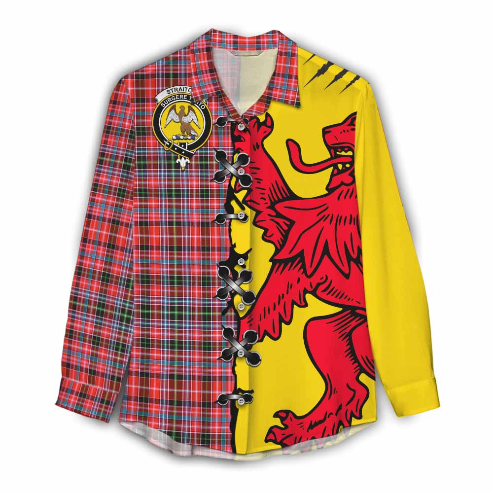 Straiton Tartan Family Crest Women Casual Shirt Lion Rampant Honor - Tartan Vibes Clothing