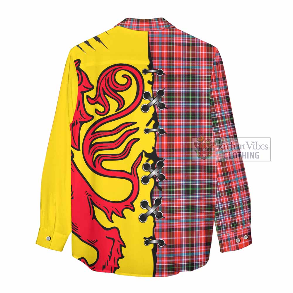 Straiton Tartan Family Crest Women Casual Shirt Lion Rampant Honor - Tartan Vibes Clothing
