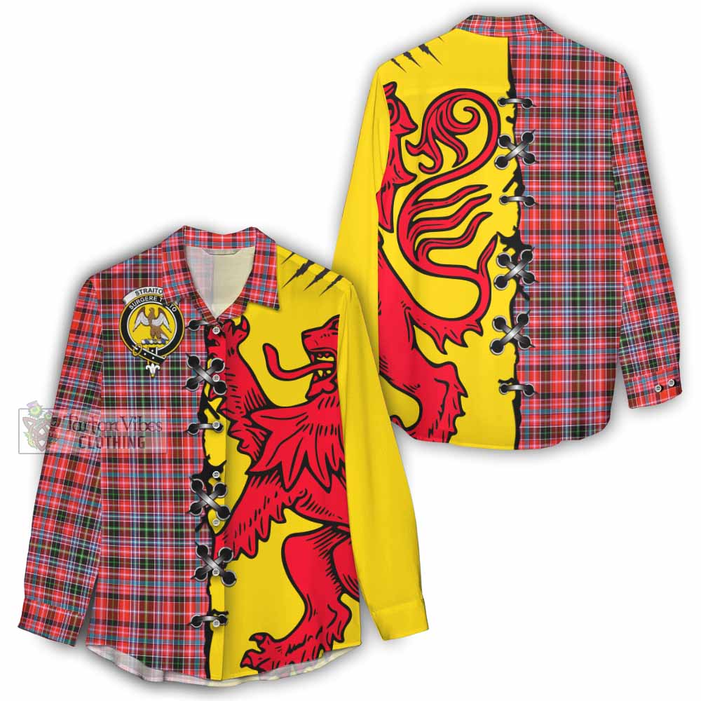 Straiton Tartan Family Crest Women Casual Shirt Lion Rampant Honor - Tartan Vibes Clothing