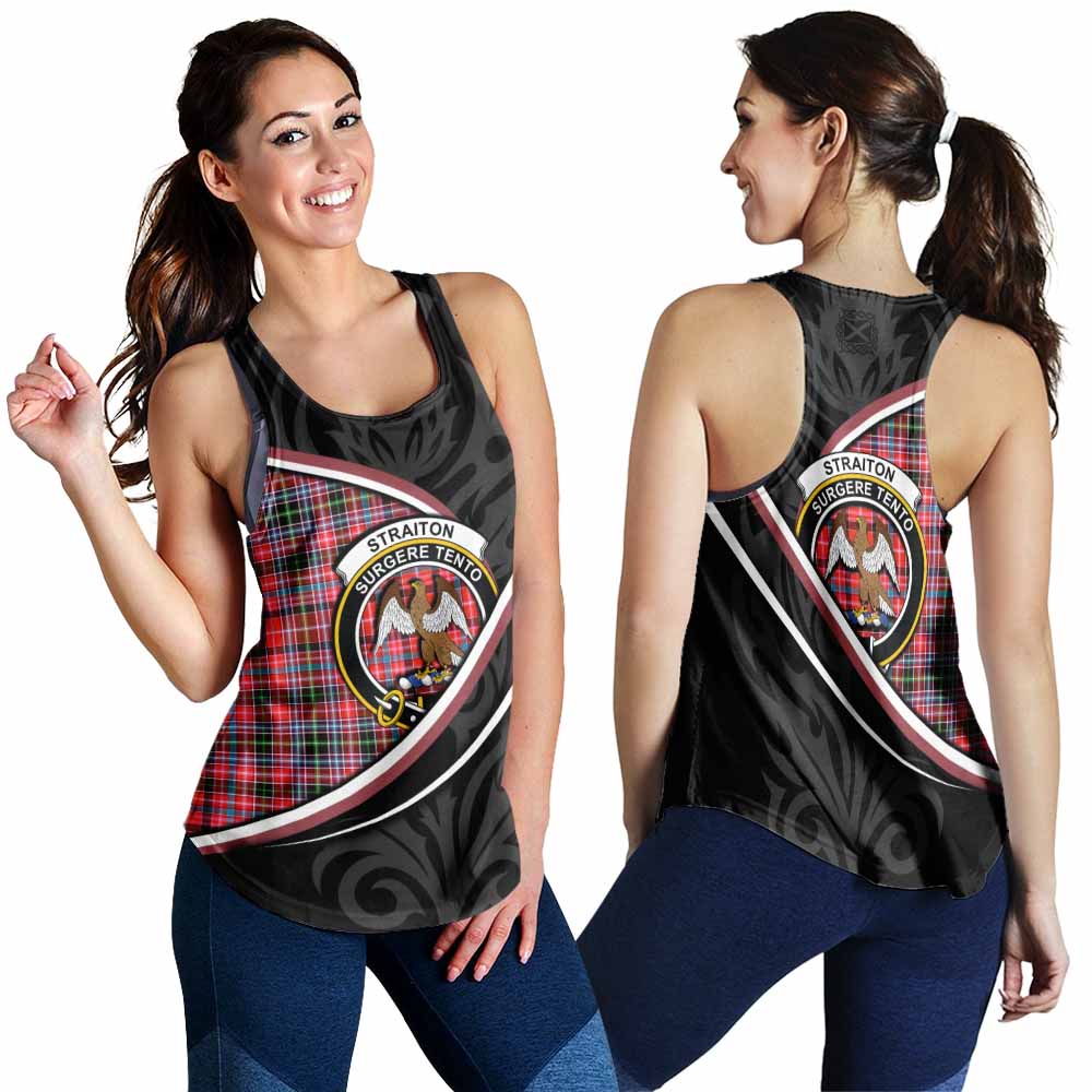 Straiton Tartan Family Crest Women Racerback Tanks Celtic Scottish Thistle Floral - Tartan Vibes Clothing