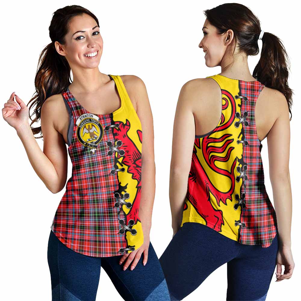 Straiton Tartan Family Crest Women Racerback Tanks Lion Rampant Honor - Tartan Vibes Clothing