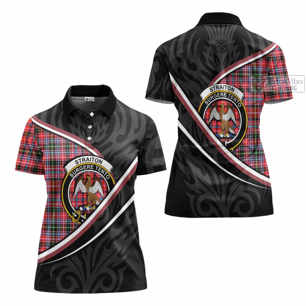Straiton Tartan Family Crest Women's Polo Shirt Celtic Scottish Thistle Floral - Tartan Vibes Clothing