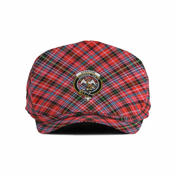 Straiton Tartan Flat Cap, Jeff Cap Cross Style with Family Crest