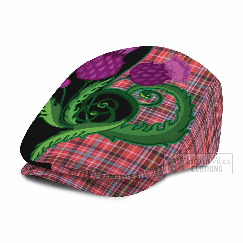 Straiton Tartan Flat Cap, Jeff Cap Traditional Scottish Thistle