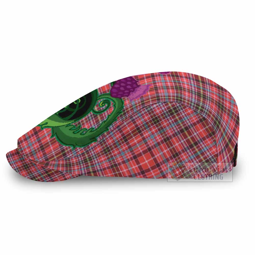 Straiton Tartan Flat Cap, Jeff Cap Traditional Scottish Thistle
