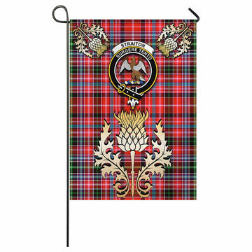 Straiton Tartan Garden Flag with Golden Regal Scottish Thistle Emblem - Tartan Vibes Clothing
