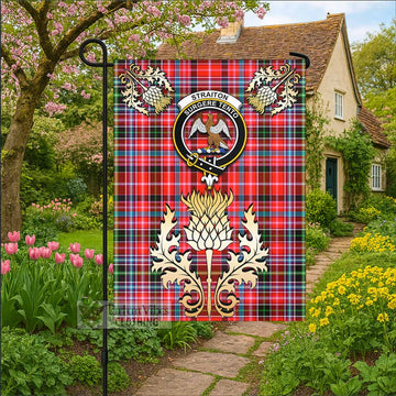 Straiton Tartan Garden Flag with Golden Regal Scottish Thistle Emblem - Tartan Vibes Clothing