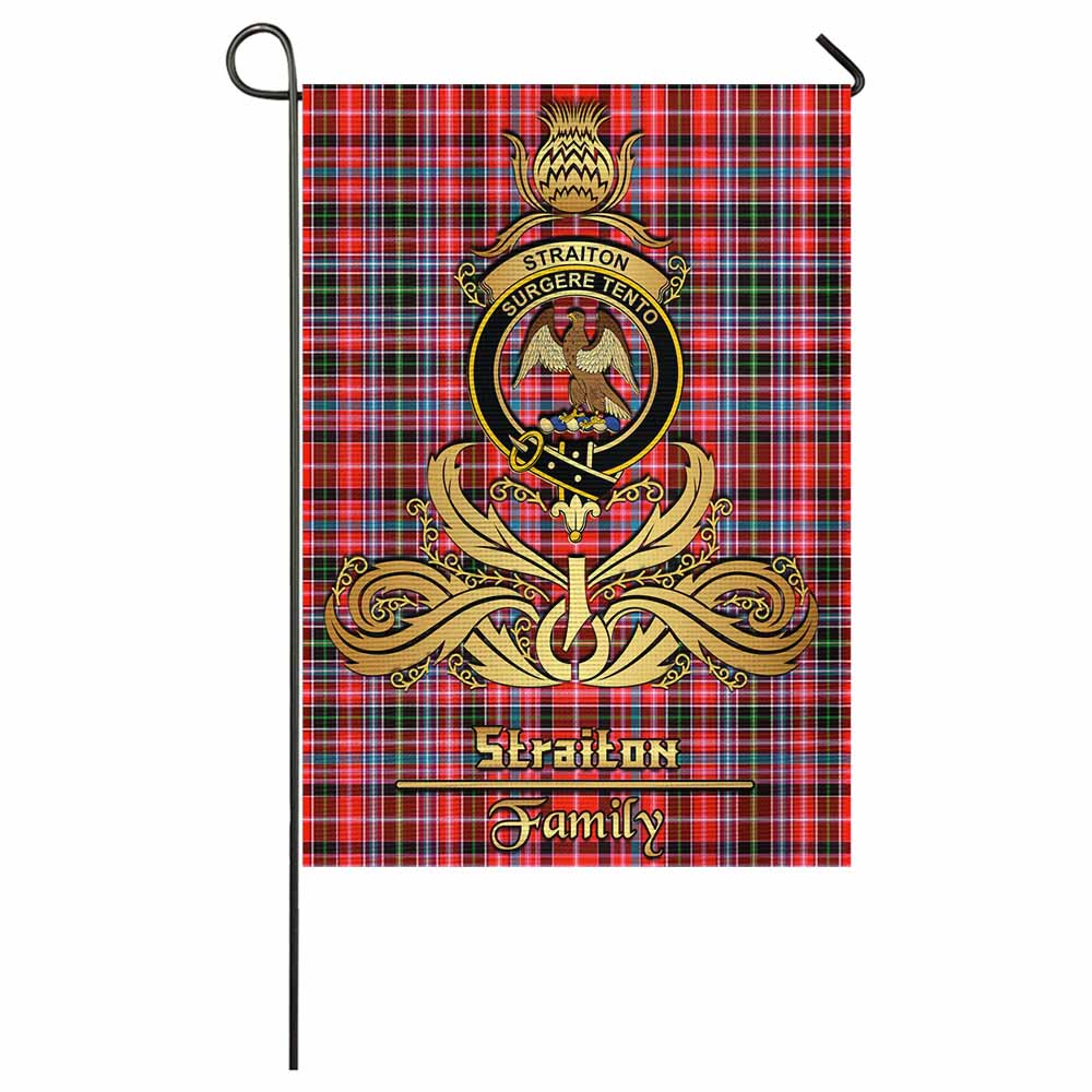 Straiton Tartan Garden Flag with Highland Thistle Cherish Family Crest Style - Tartan Vibes Clothing