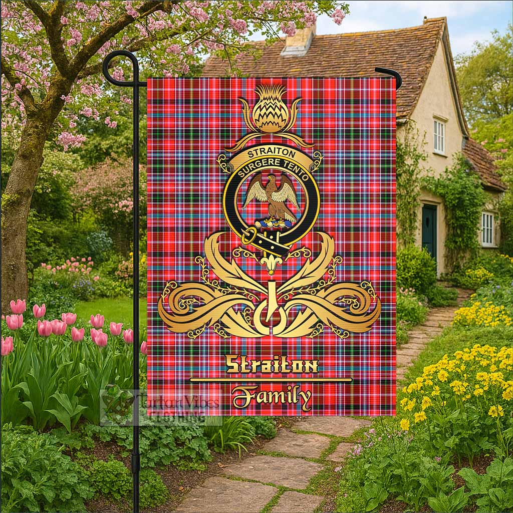 Straiton Tartan Garden Flag with Highland Thistle Cherish Family Crest Style - Tartan Vibes Clothing
