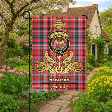 Straiton Tartan Garden Flag with Highland Thistle Cherish Family Crest Style