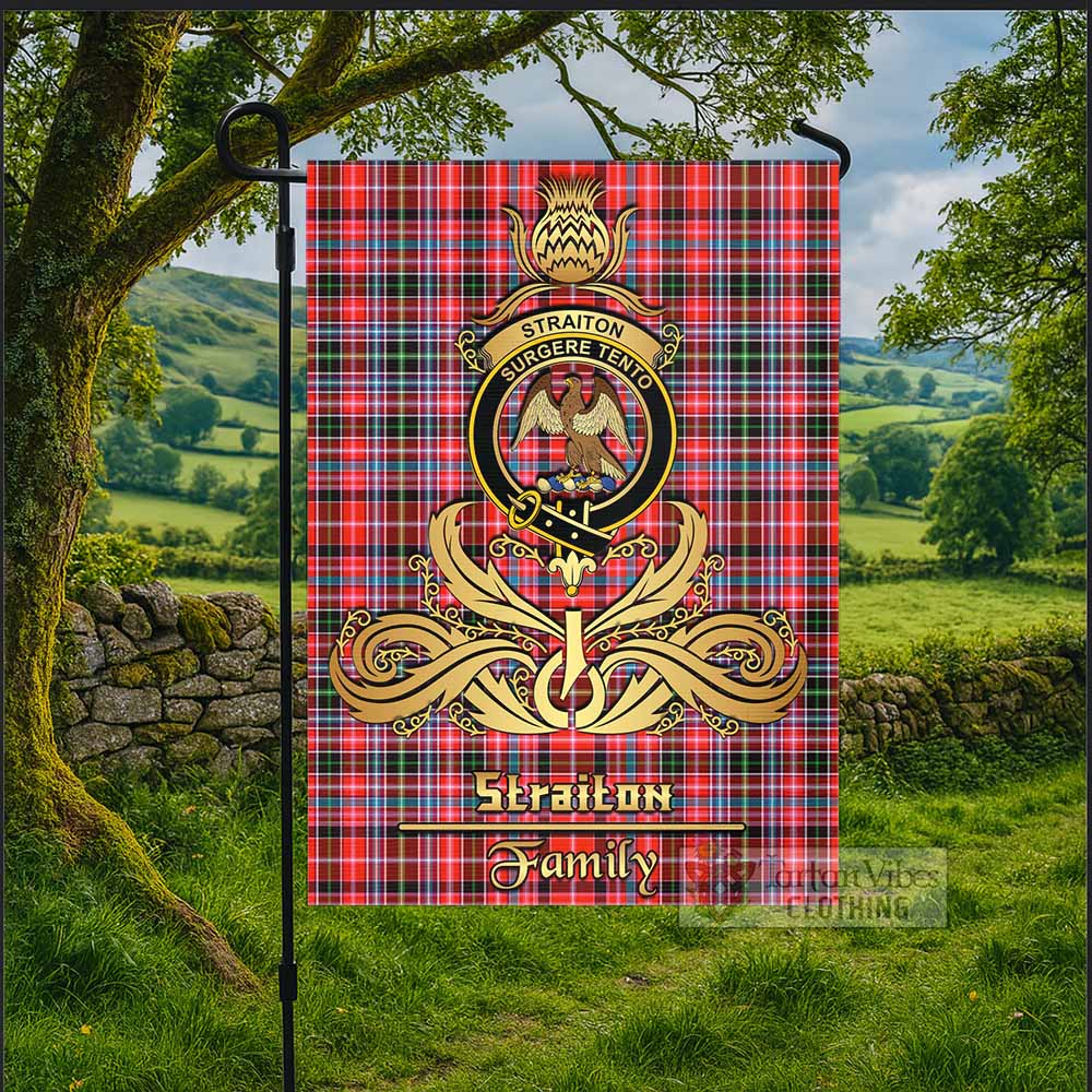 Straiton Tartan Garden Flag with Highland Thistle Cherish Family Crest Style - Tartan Vibes Clothing