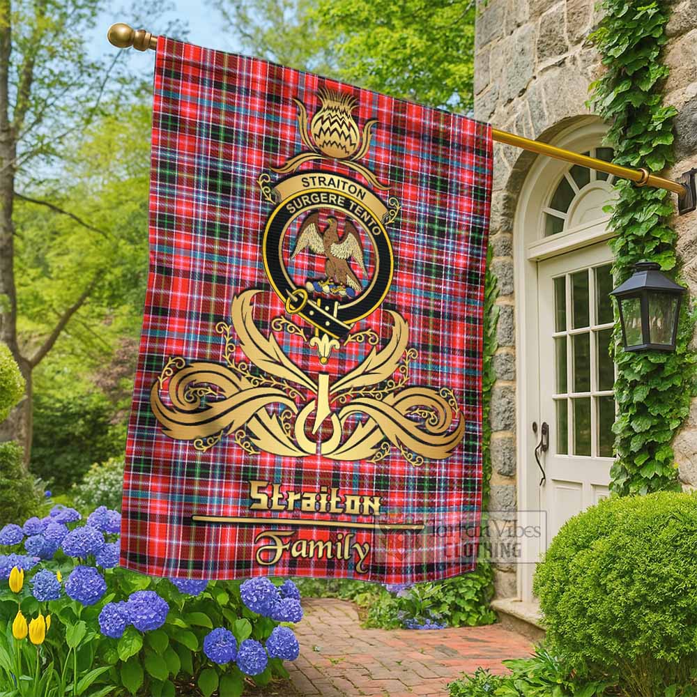Straiton Tartan Garden Flag with Highland Thistle Cherish Family Crest Style - Tartan Vibes Clothing