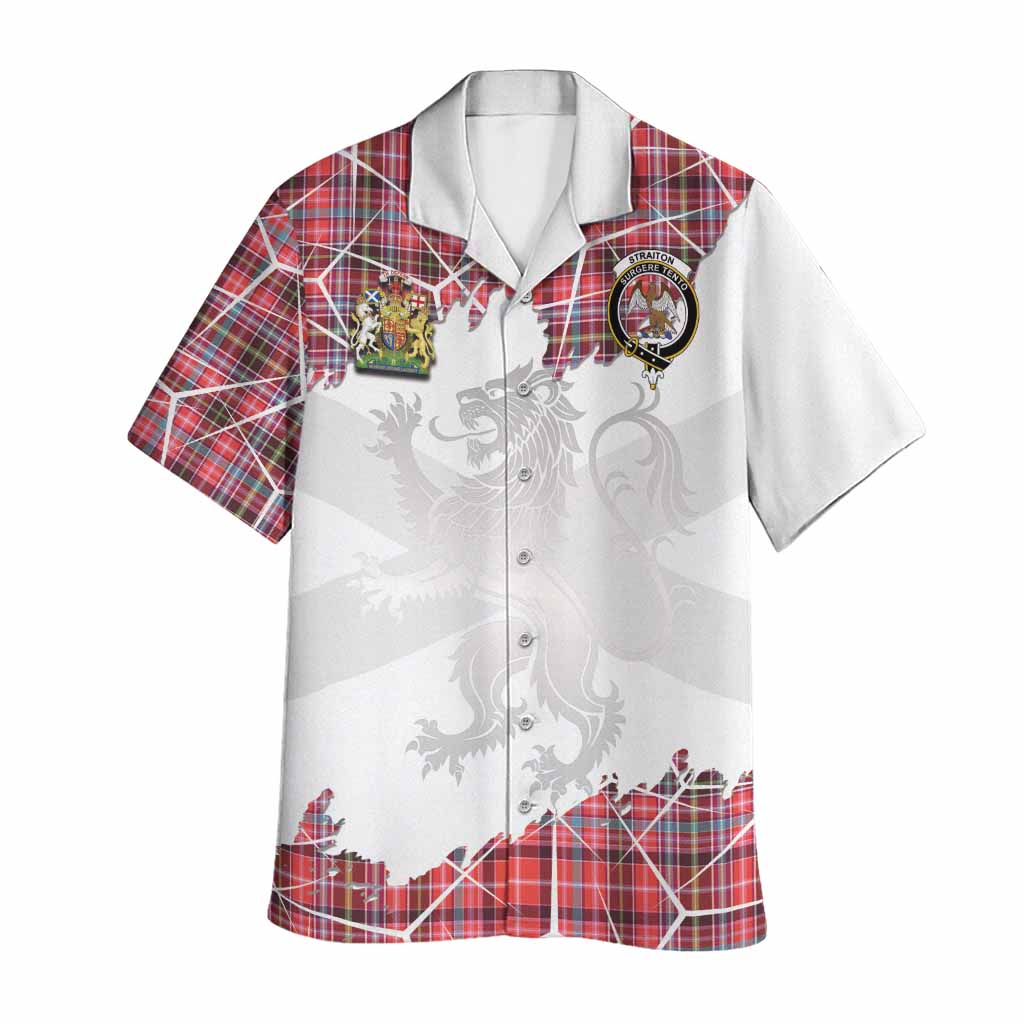 Straiton Tartan Hawaiian Shirt with Family Crest and Lion Rampant Grunge Style