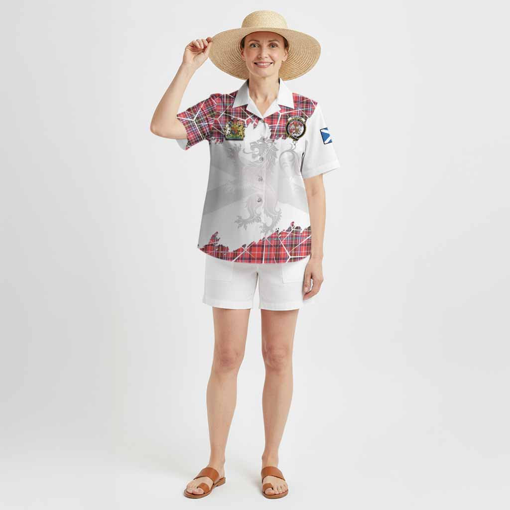 Straiton Tartan Hawaiian Shirt with Family Crest and Lion Rampant Grunge Style