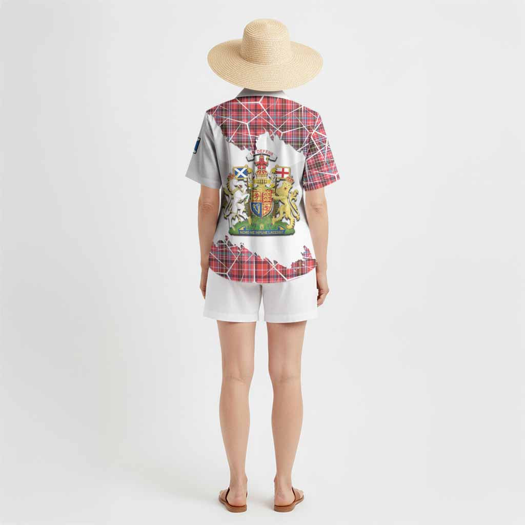 Straiton Tartan Hawaiian Shirt with Family Crest and Lion Rampant Grunge Style