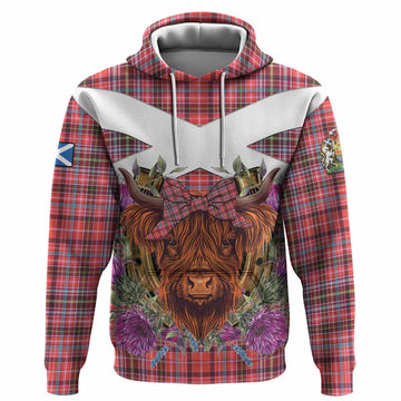 Straiton Tartan Hoodie Scottish Thistle Heilan Coo
