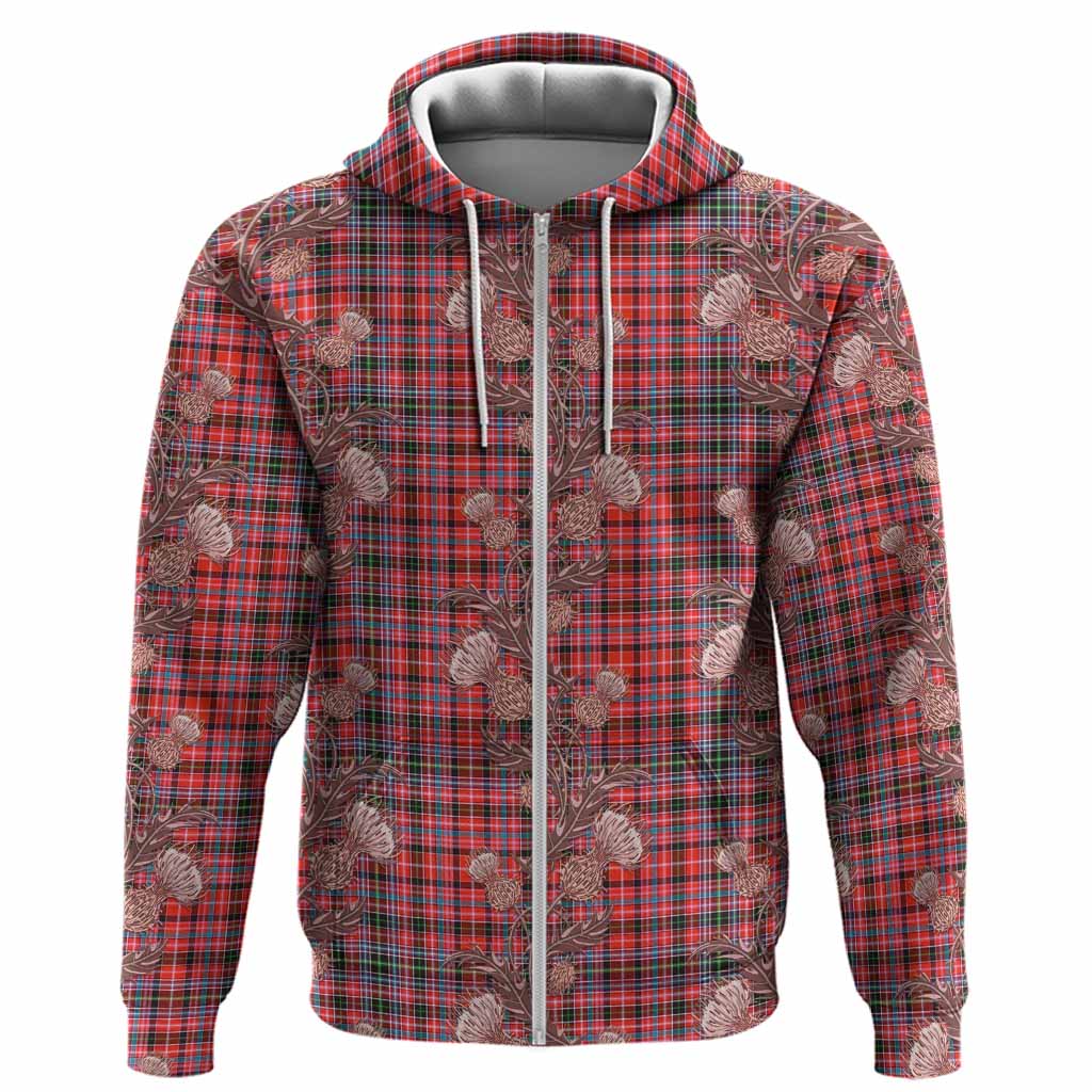 Straiton Tartan Hoodie Seamless Scottish Thistle Flowers