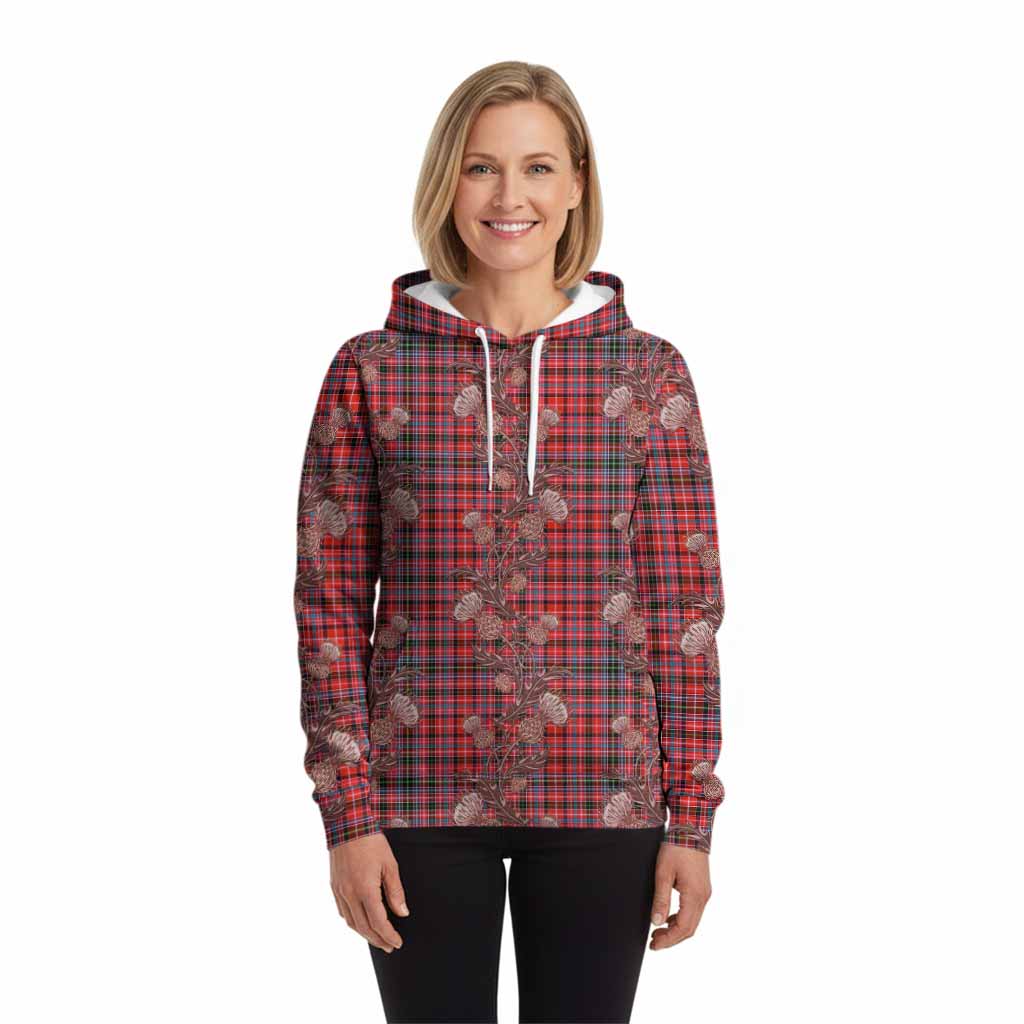 Straiton Tartan Hoodie Seamless Scottish Thistle Flowers