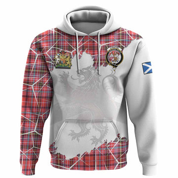 Straiton Tartan Hoodie with Family Crest and Lion Rampant Grunge Style