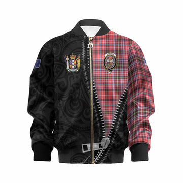 Straiton Tartan Kid Bomber Jacket New Zealand Pattern Unique Zipper Stylized