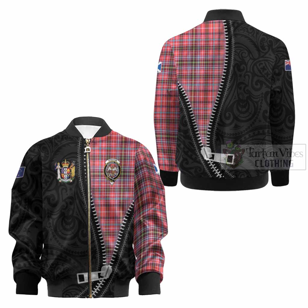 Straiton Tartan Kid Bomber Jacket New Zealand Pattern Unique Zipper Stylized