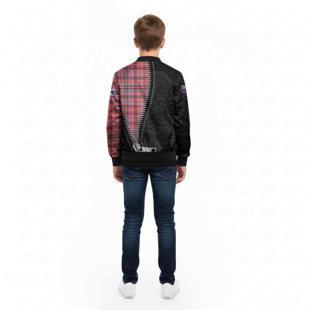 Straiton Tartan Kid Bomber Jacket New Zealand Pattern Unique Zipper Stylized