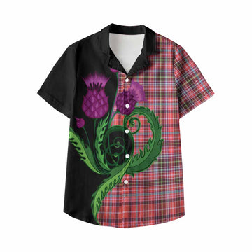 Straiton Tartan Kid Hawaiian Shirt Traditional Scottish Thistle
