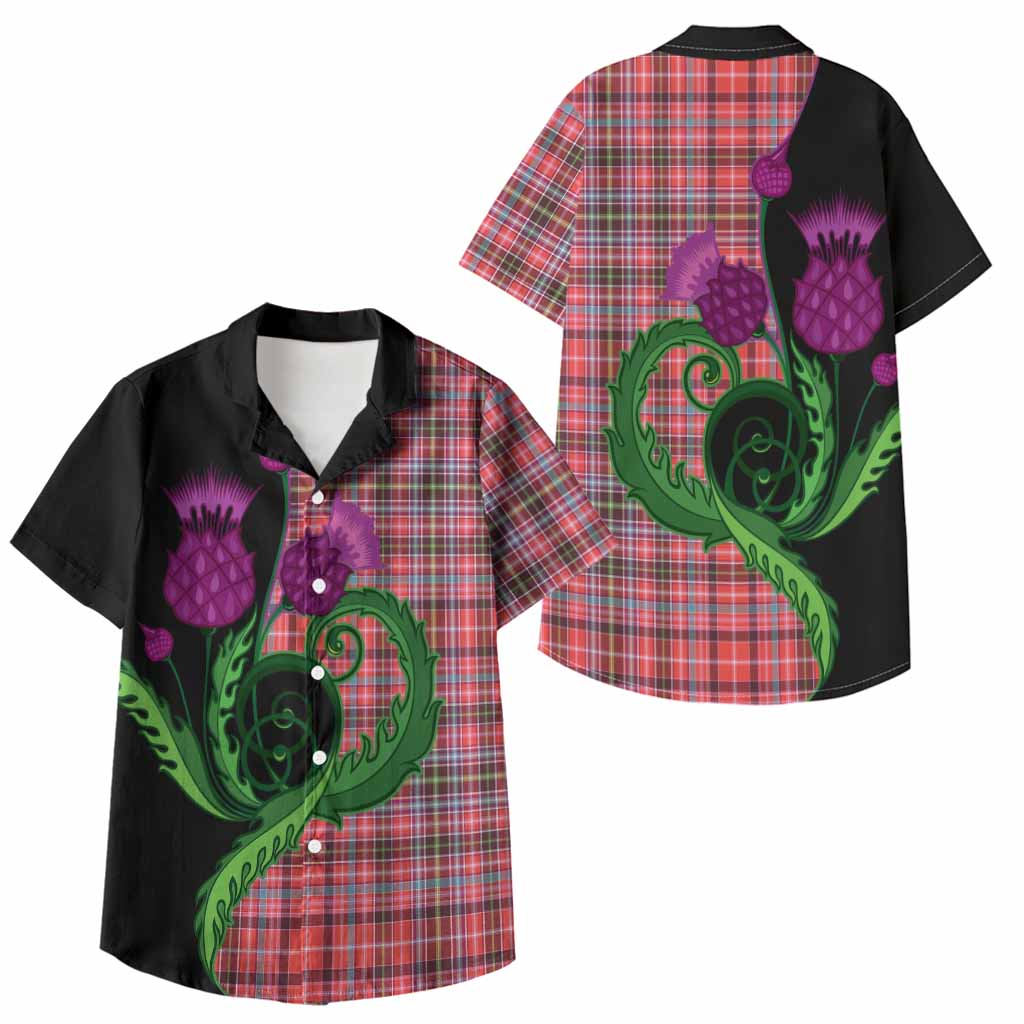 Straiton Tartan Kid Hawaiian Shirt Traditional Scottish Thistle