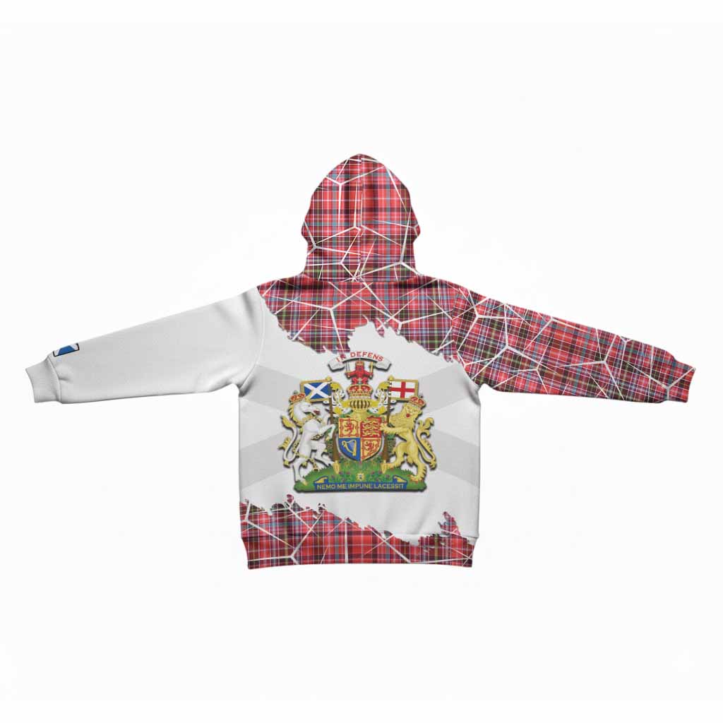 Straiton Tartan Kid Hoodie with Family Crest and Lion Rampant Grunge Style