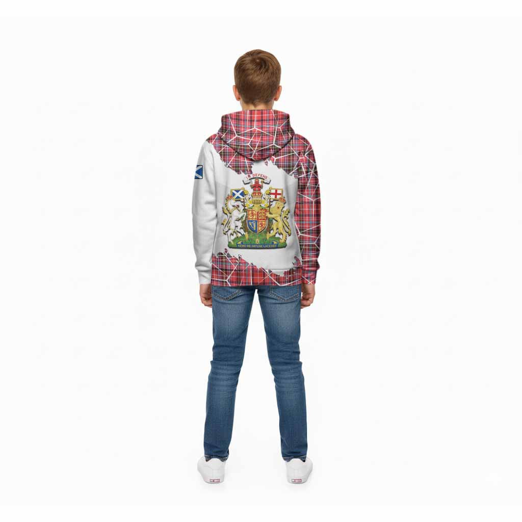 Straiton Tartan Kid Hoodie with Family Crest and Lion Rampant Grunge Style