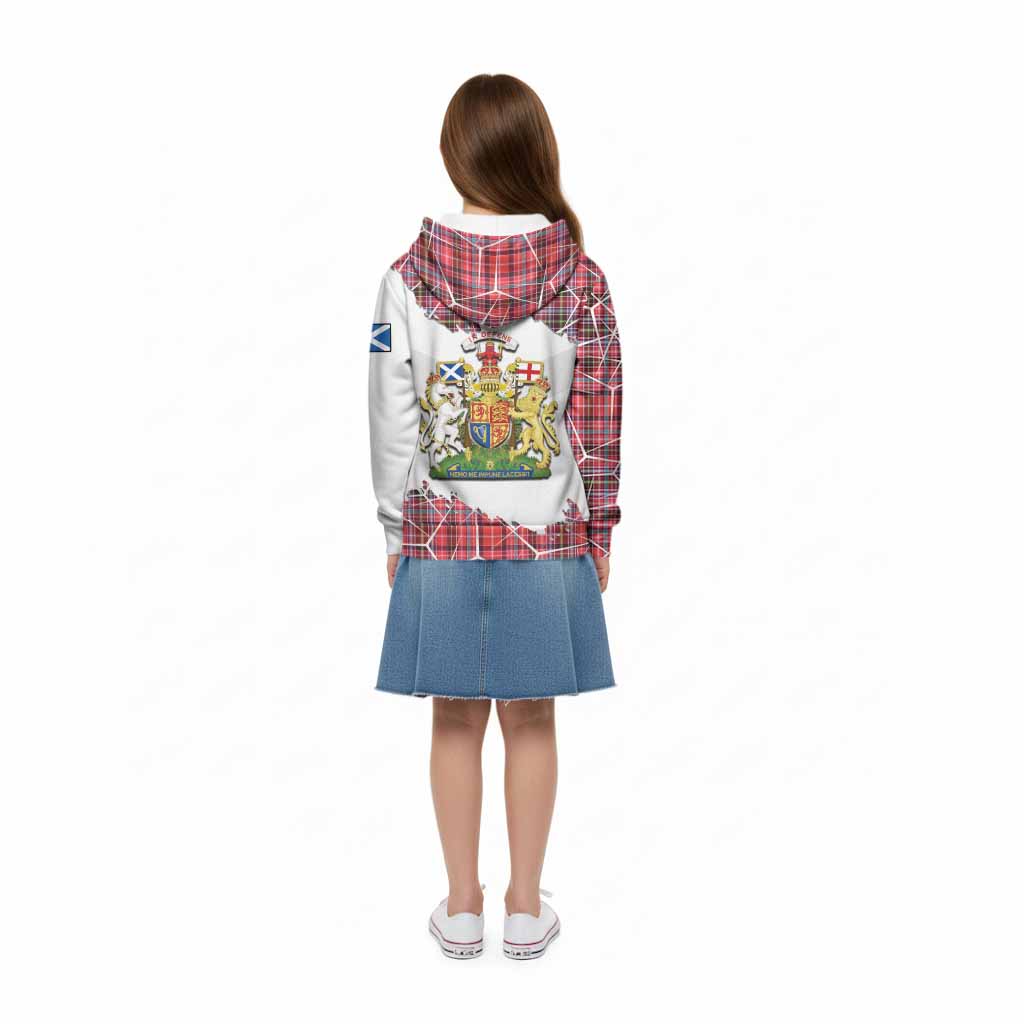 Straiton Tartan Kid Hoodie with Family Crest and Lion Rampant Grunge Style