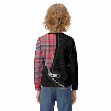 Straiton Tartan Kid Knitted Sweatshirt New Zealand Pattern Unique Zipper Stylized