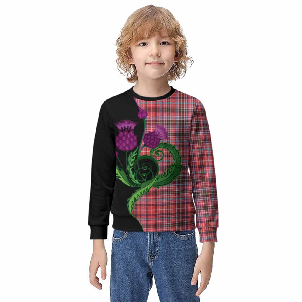 Straiton Tartan Kid Knitted Sweatshirt Traditional Scottish Thistle