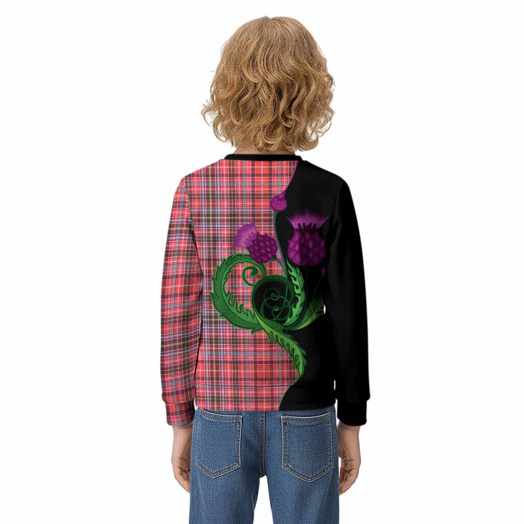 Straiton Tartan Kid Knitted Sweatshirt Traditional Scottish Thistle