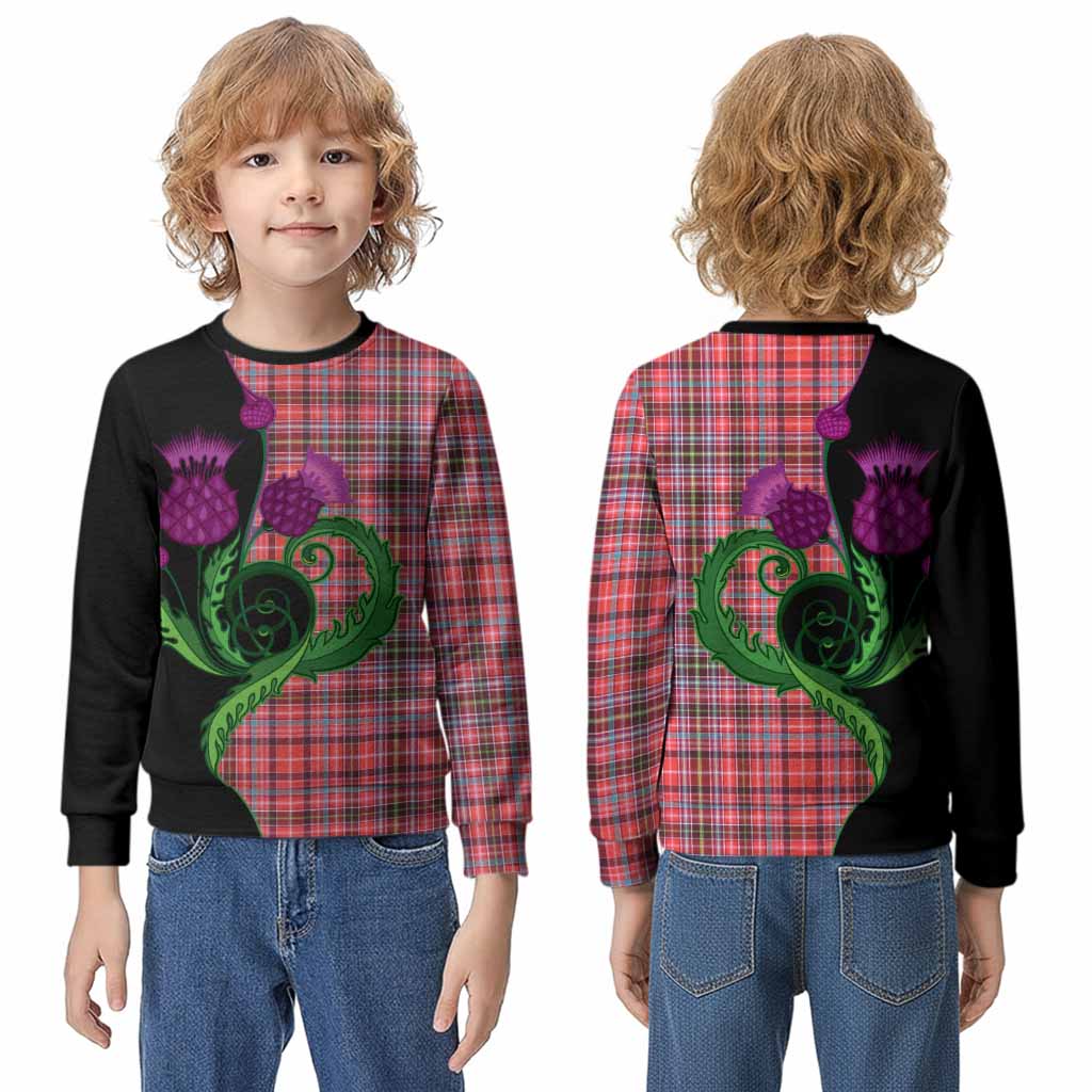 Straiton Tartan Kid Knitted Sweatshirt Traditional Scottish Thistle