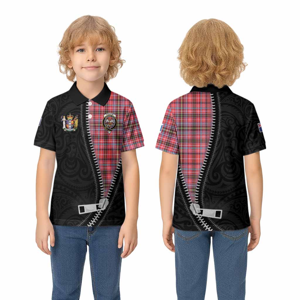 Straiton Tartan Kid Polo Shirt New Zealand Pattern Unique Zipper Stylized