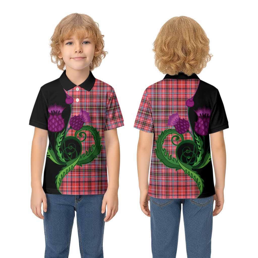 Straiton Tartan Kid Polo Shirt Traditional Scottish Thistle