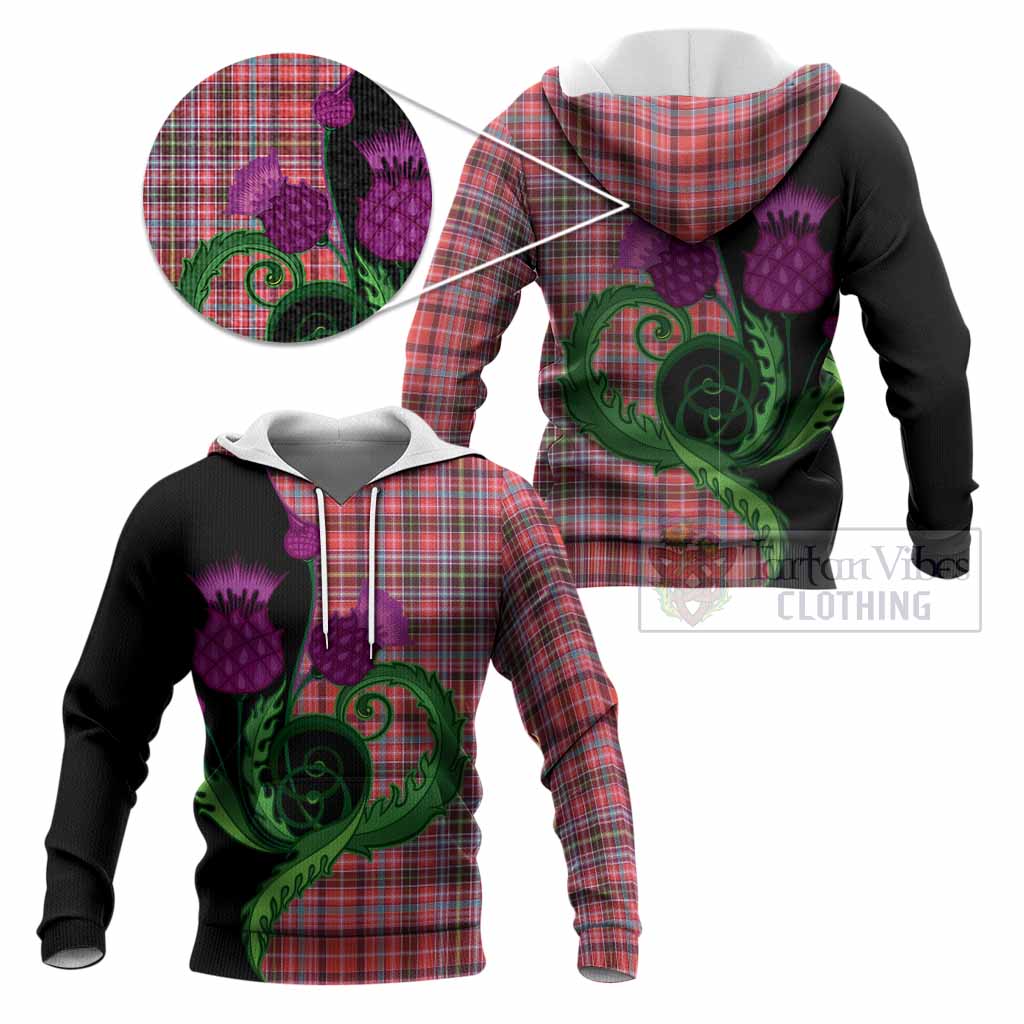 Straiton Tartan Knitted Hoodie Traditional Scottish Thistle