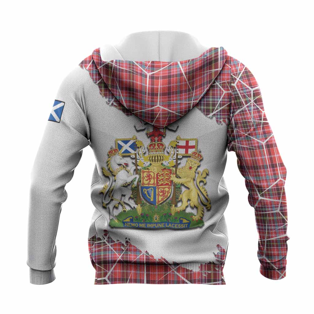 Straiton Tartan Knitted Hoodie with Family Crest and Lion Rampant Grunge Style