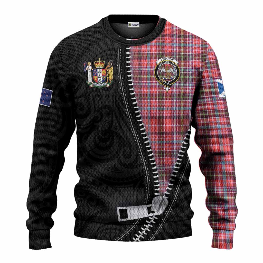 Straiton Tartan Knitted Sweater New Zealand Pattern Unique Zipper Stylized