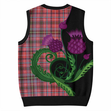 Straiton Tartan Knitted V-Neck Vest Traditional Scottish Thistle